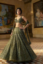 Moss Green Sequin Lehenga Set