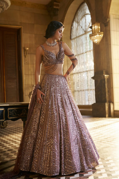 Dusty Mauve Sequin Lehenga Set