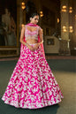 Fuchsia Pink Thread Work Lehenga Set