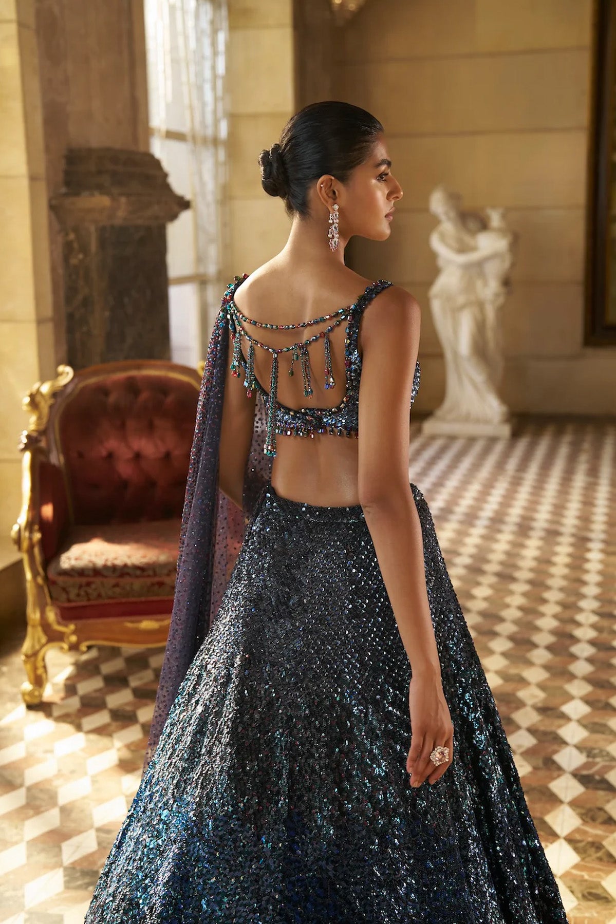 Multi - Coloured Sequin Lehenga Set