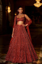 Brick Red Crystal Lehenga Set