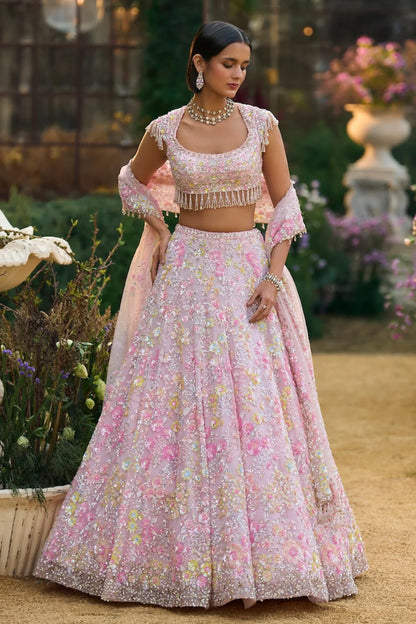Powder Pink Sequin Lehenga Set