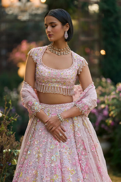 Powder Pink Sequin Lehenga Set