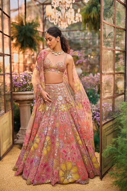 Coffee Floral Lehenga Set
