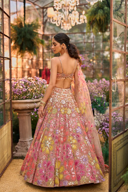 Coffee Floral Lehenga Set