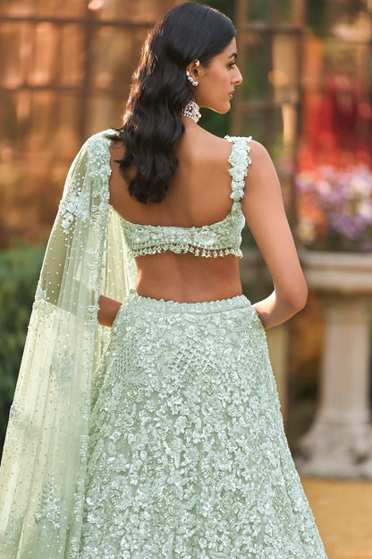 Soft Aqua Sequin Lehenga Set