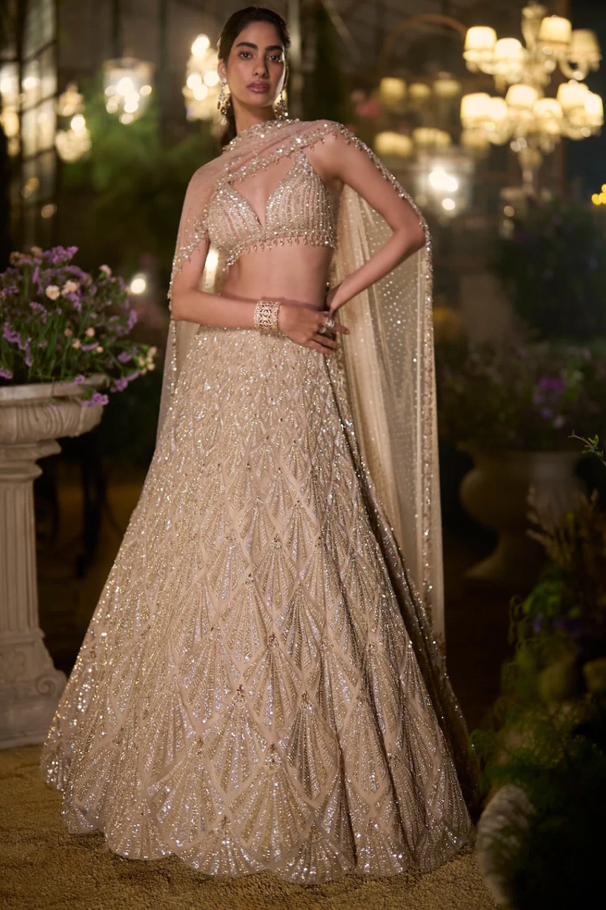 Coffee Sequin Lehenga Set