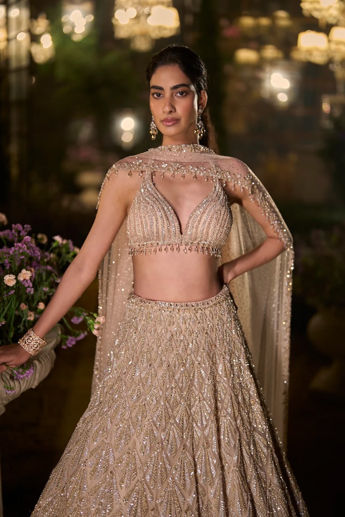 Coffee Sequin Lehenga Set