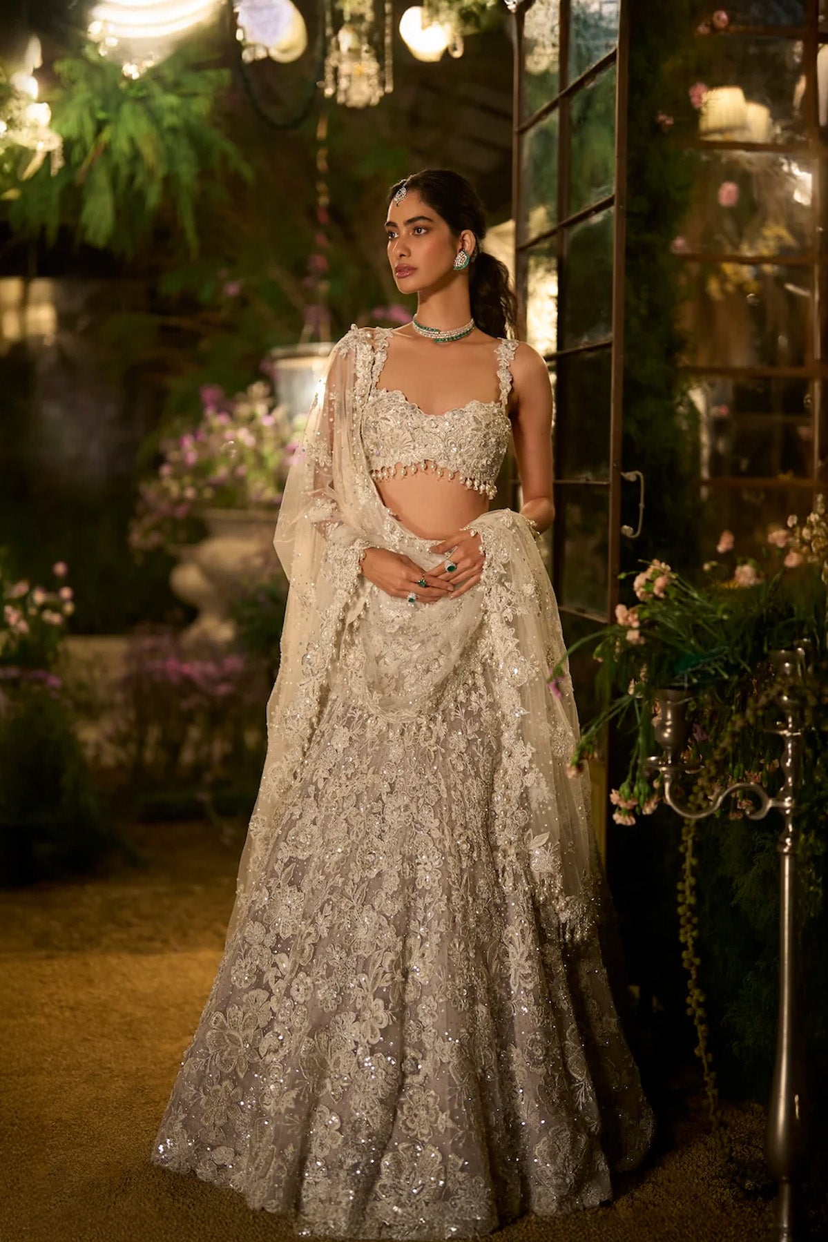 Ice Grey Pearl Lehenga Set