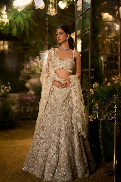 Ice Grey Pearl Lehenga Set