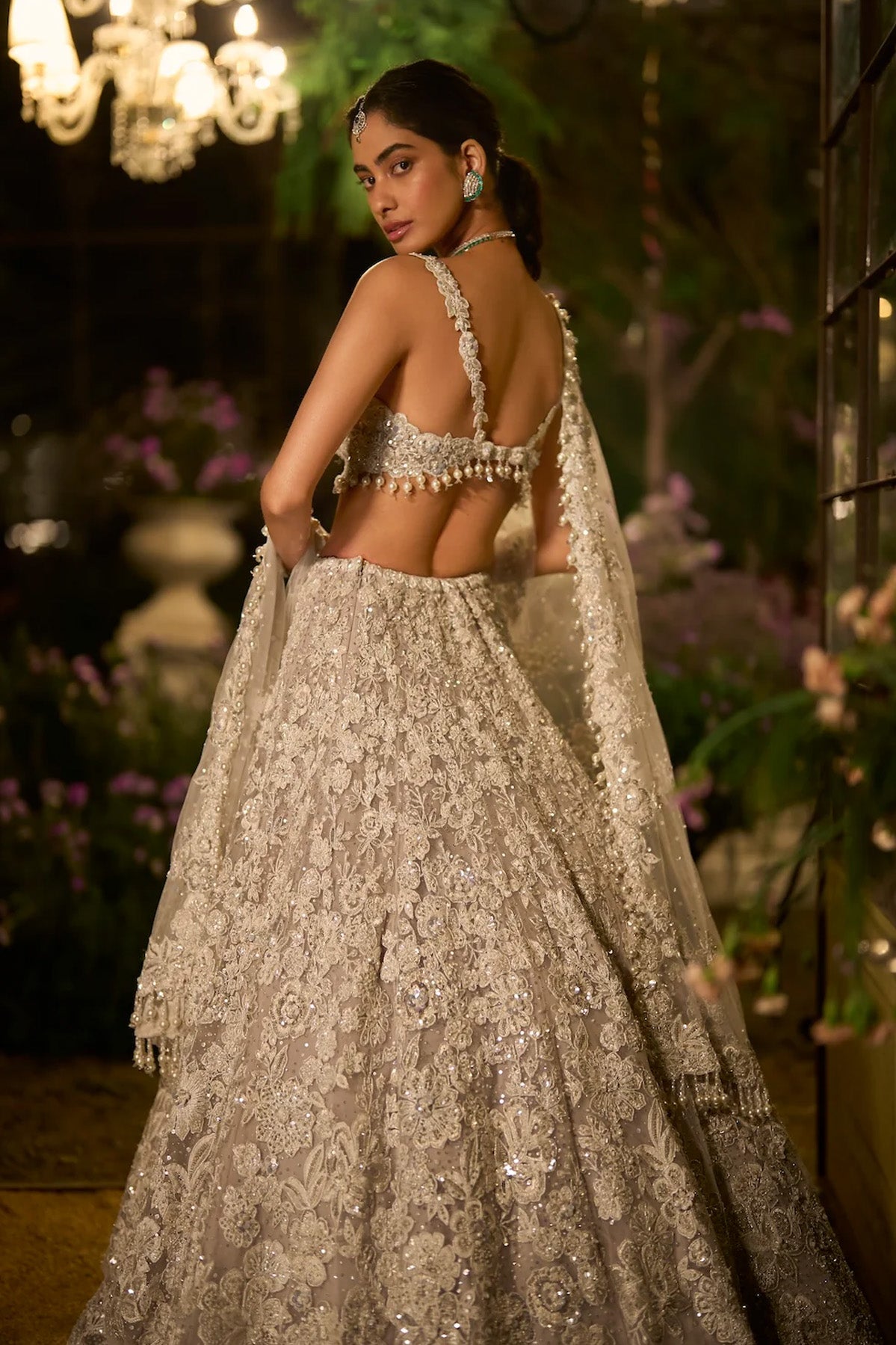 Ice Grey Pearl Lehenga Set