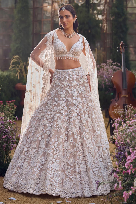 Nude Floral Lehenga Set