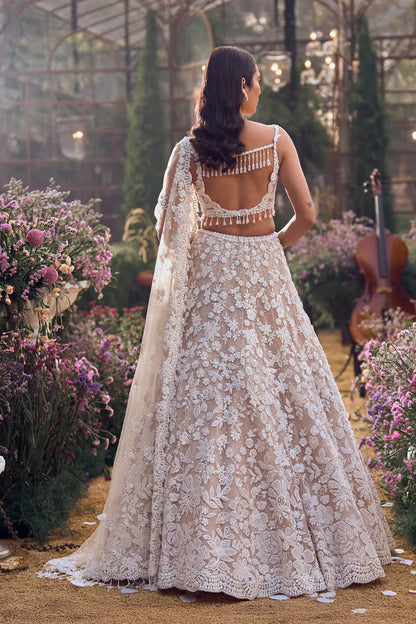 Nude Floral Lehenga Set