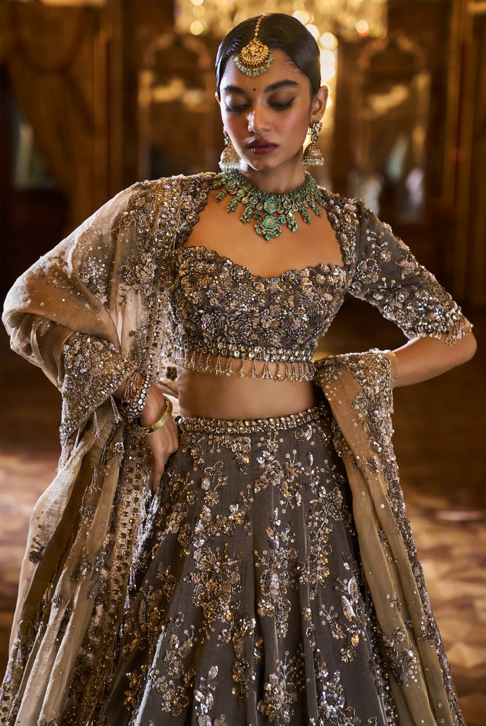 Antique Brown Lehenga Set