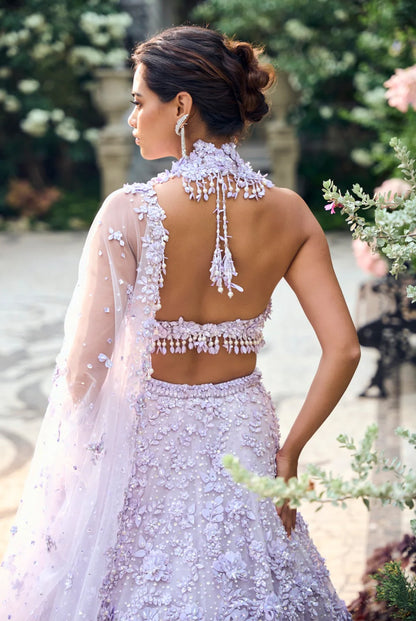 Lilac Three-Dimensional Lehenga Set