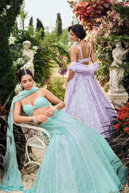 Lavender Sequin Lehenga Set