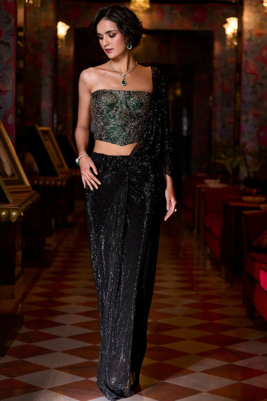 Black Corset Saree