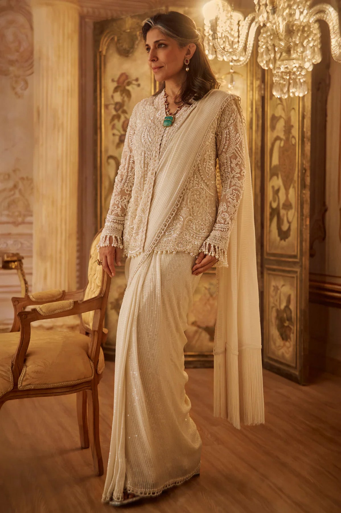 Pearl Jacket Saree Set