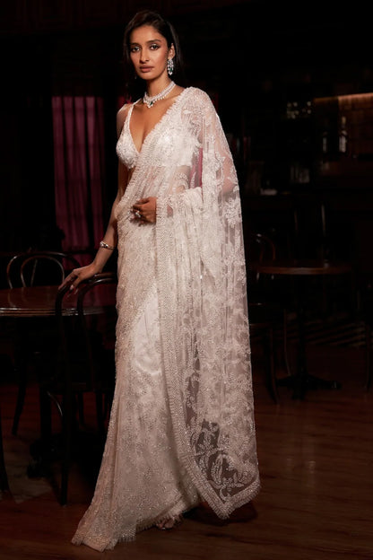 Ivory Pearl Saree