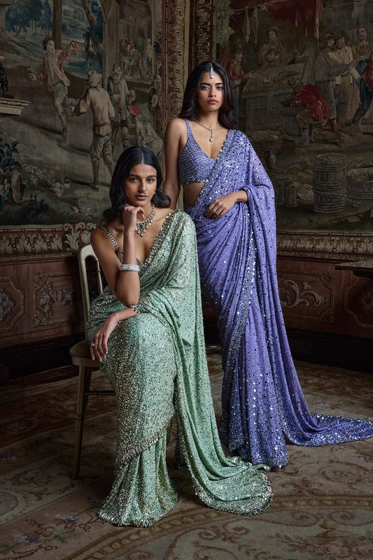 Mauve Sequin Saree
