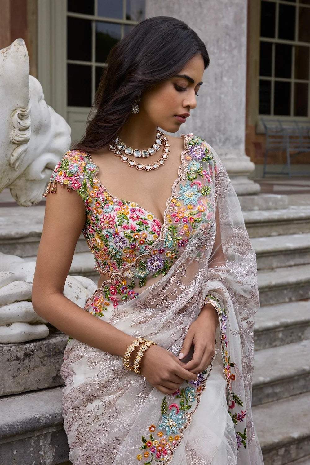 Nude Multi - Coloured Saree