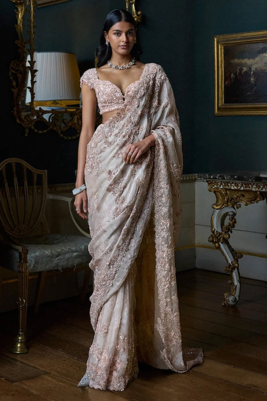 Rose Gold Sequin Saree