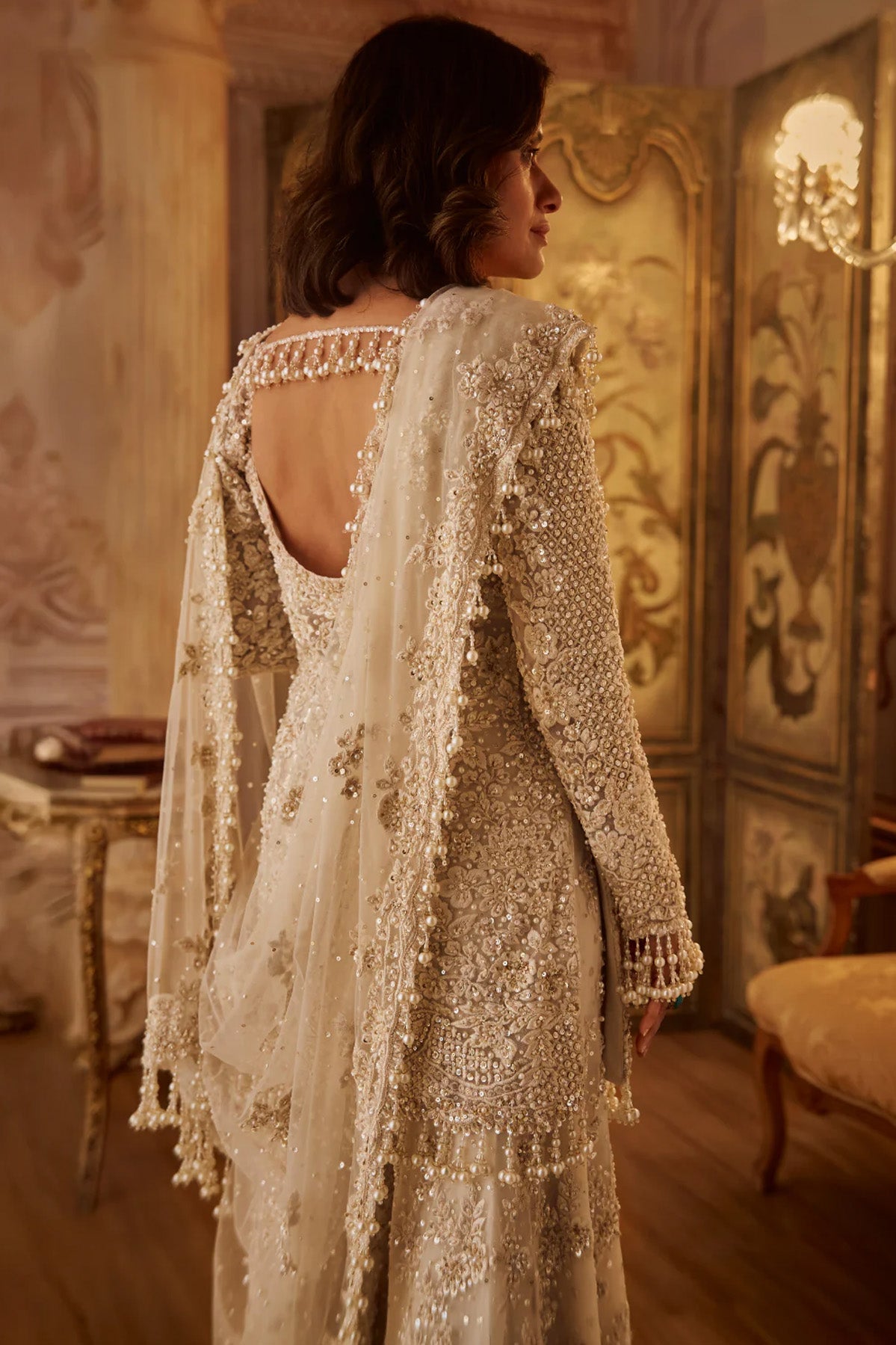 Ivory Pearl Sharara Set