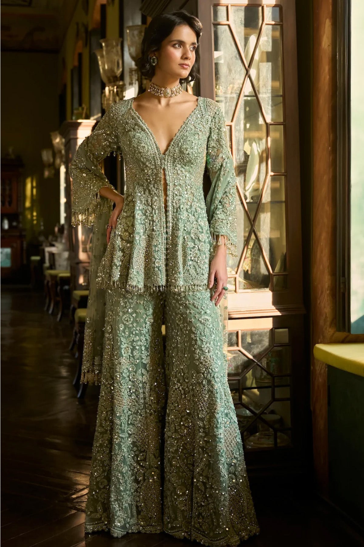 Sage Green Sharara Set