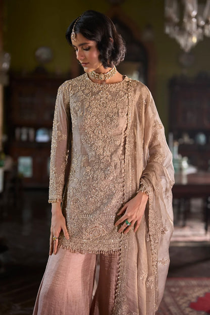 Peach Gold Sharara Set