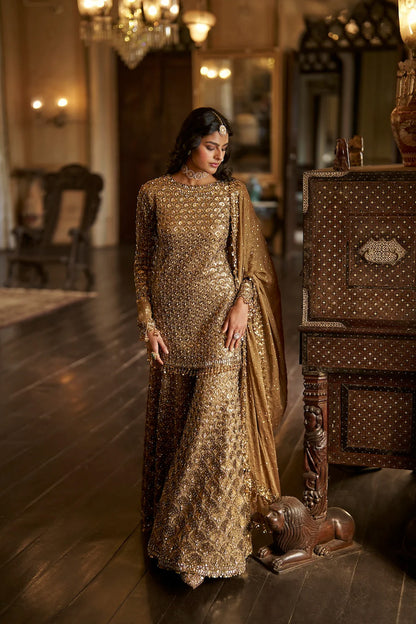 Antique Gold Sequin Sharara Set