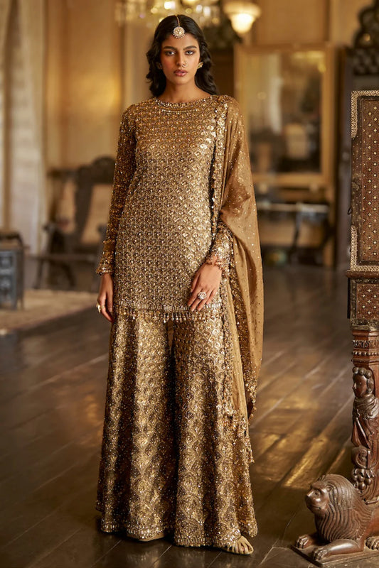 Antique Gold Sequin Sharara Set
