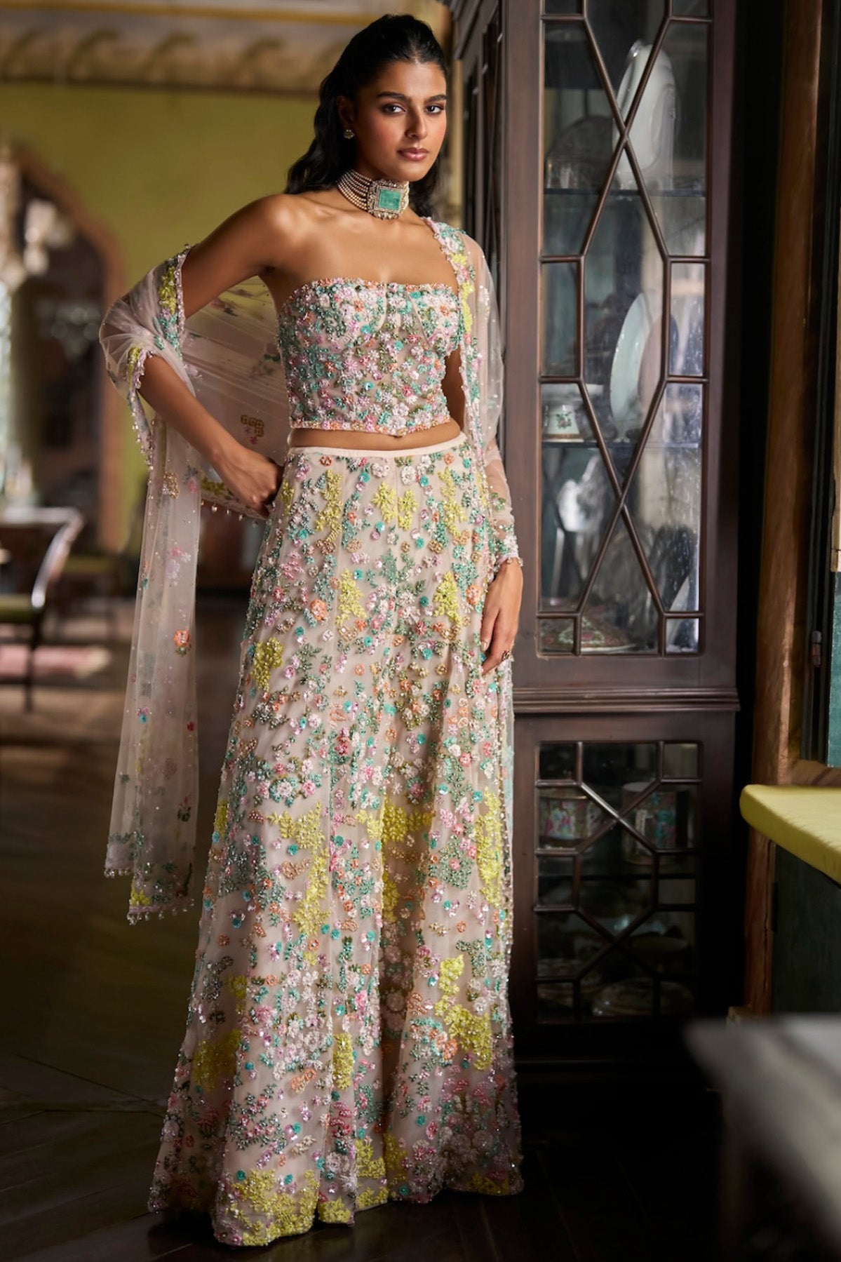 Multi-Coloured Corset Sharara Set