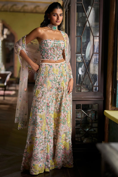 Multi-Coloured Corset Sharara Set