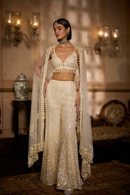 Cream Sharara - Pant Set