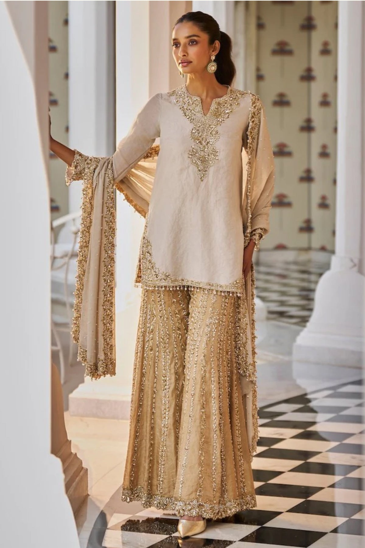 Silver Gold Sharara Set