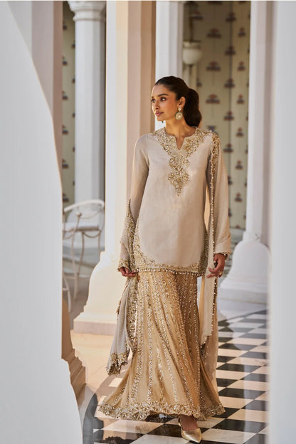 Silver Gold Sharara Set