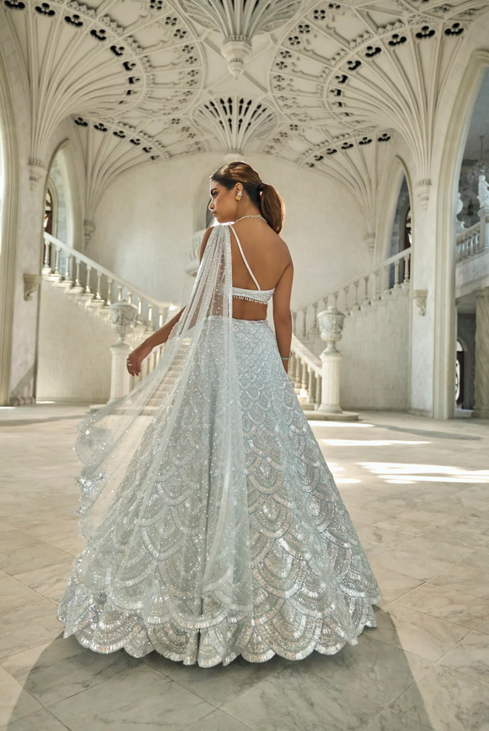 Powder Blue Sequin Lehenga Set