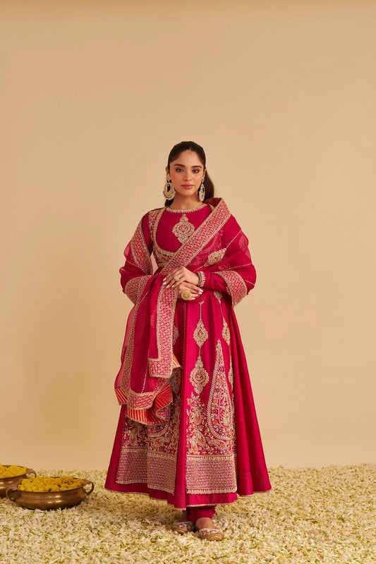 Zainah Dabka Zardozi Embroidered  Anarkali Set