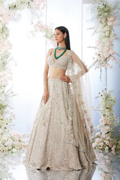 Champagne Floral Lehenga Set