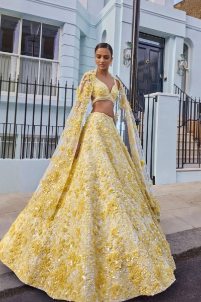 Powder Blue Floral Lehenga Set