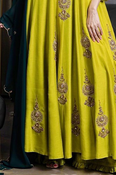 Lime Embroidered Anarkali Set