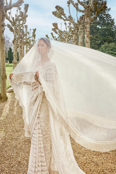 Nude Cream Stripe Saree