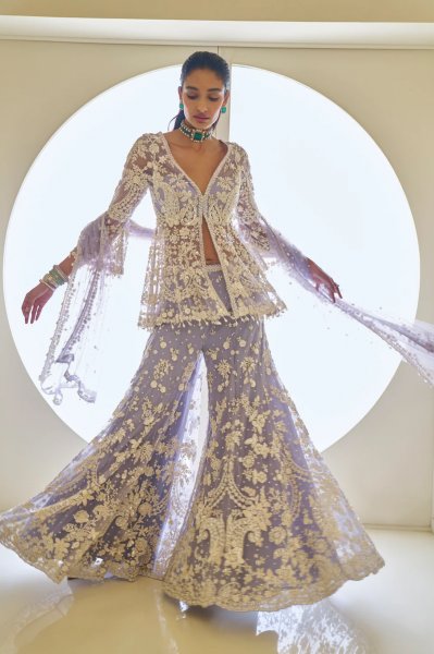 Mauve Pearl Sharara Set