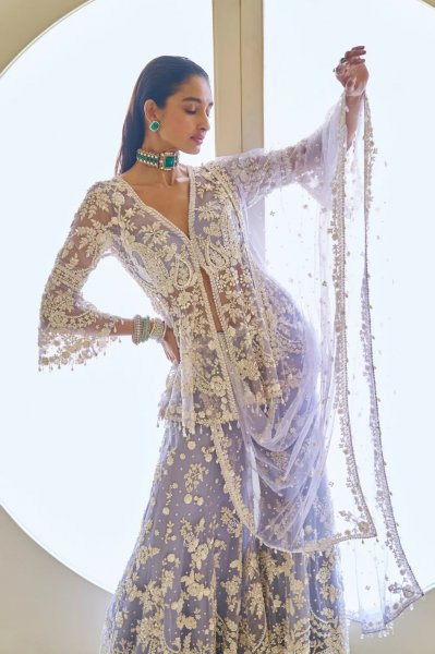 Mauve Pearl Sharara Set