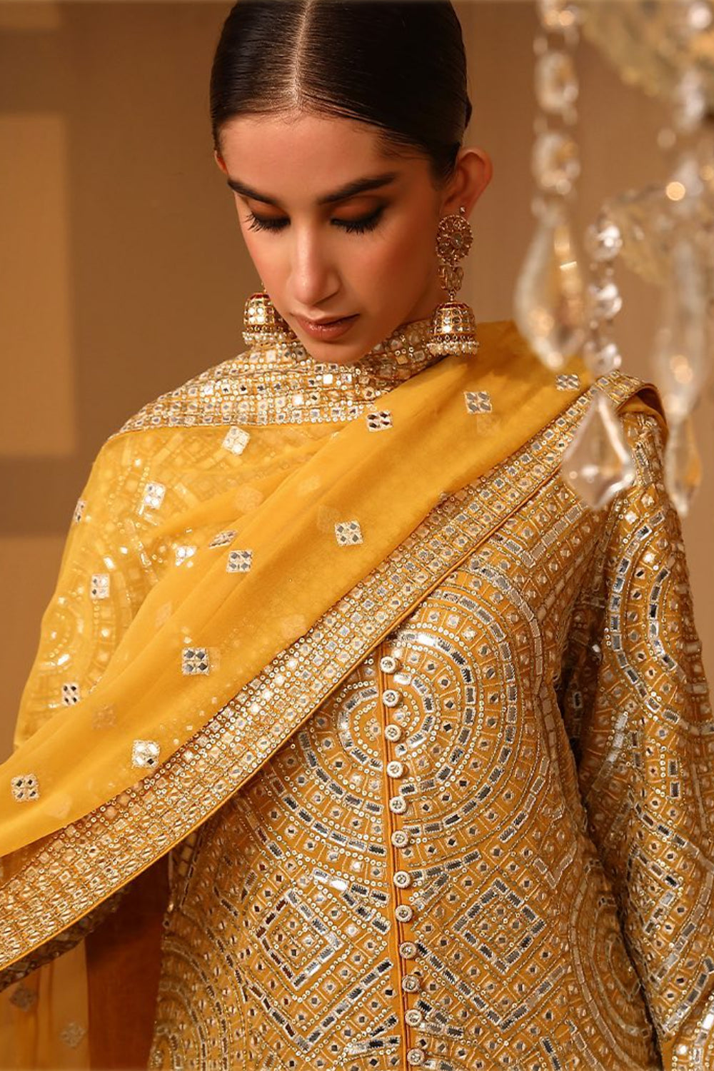 Mustard Embroidered Jacket suit
